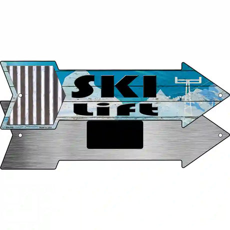 Ski Lift Sky Novelty Metal Arrow Sign 8" x 2.25" (MA)