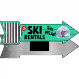 Ski Rentals Novelty Metal Arrow Sign 8" x 2.25" (MA)