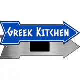 Greek Kitchen Blue Novelty Metal Arrow Sign 8" x 2.25" (MA)