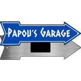 Papous Garage Blue Novelty Metal Arrow Sign 8" x 2.25" (MA)