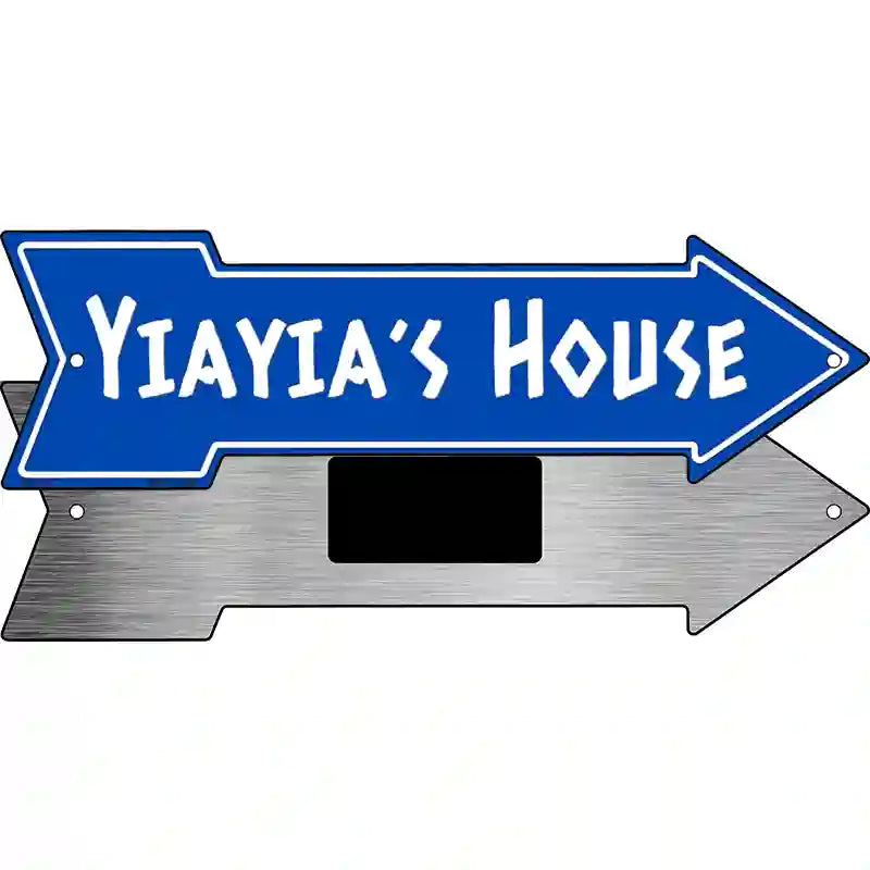 Yiayias House Blue Novelty Metal Arrow Sign 8" x 2.25" (MA)