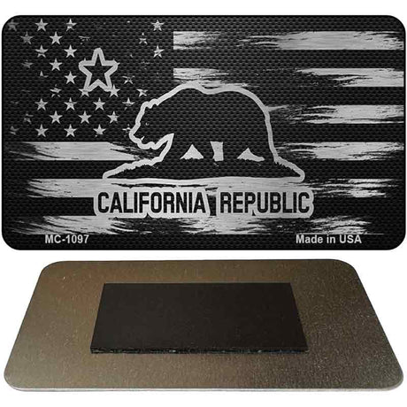 California Carbon Fiber Brushed Aluminum Novelty Metal Magnet MC-1097