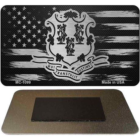 Connecticut Carbon Fiber Brushed Aluminum Novelty Metal Magnet MC-1099