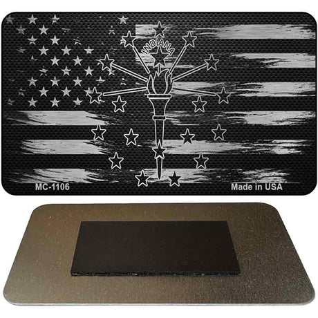 Indiana Carbon Fiber Brushed Aluminum Novelty Metal Magnet MC-1106