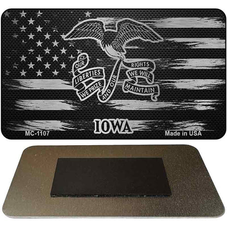 Iowa Carbon Fiber Brushed Aluminum Novelty Metal Magnet MC-1107