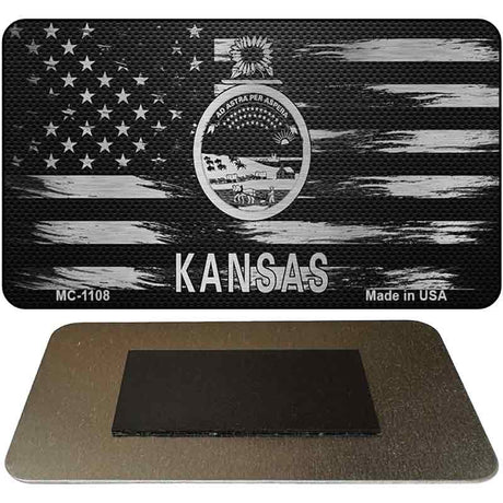 Kansas Carbon Fiber Brushed Aluminum Novelty Metal Magnet MC-1108