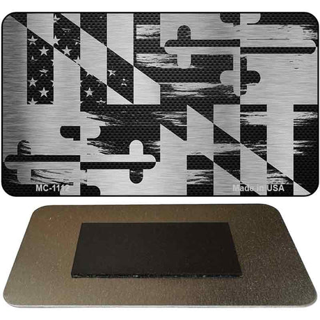 Maryland Carbon Fiber Brushed Aluminum Novelty Metal Magnet MC-1112