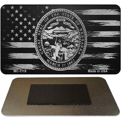 Nebraska Carbon Fiber Brushed Aluminum Novelty Metal Magnet MC-1119