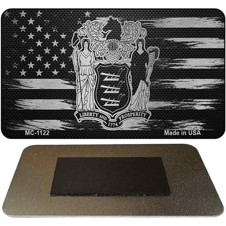 New Jersey Carbon Fiber Brushed Aluminum Novelty Metal Magnet MC-1122