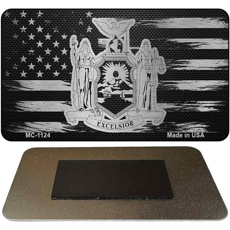 New York Carbon Fiber Brushed Aluminum Novelty Metal Magnet MC-1124