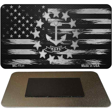 Rhode Island Carbon Fiber Brushed Aluminum Novelty Metal Magnet MC-1131