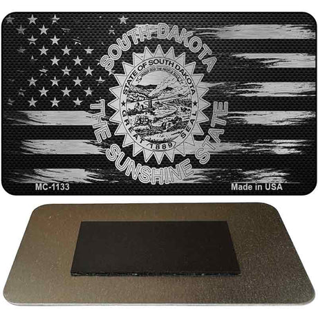 South Dakota Carbon Fiber Brushed Aluminum Novelty Metal Magnet MC-1133