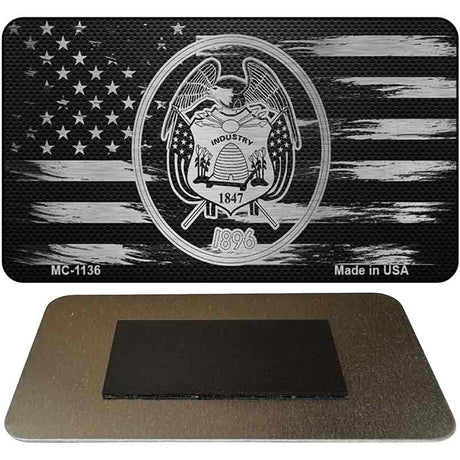 Utah Carbon Fiber Brushed Aluminum Novelty Metal Magnet MC-1136