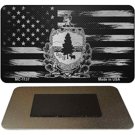 Vermont Carbon Fiber Brushed Aluminum Novelty Metal Magnet MC-1137