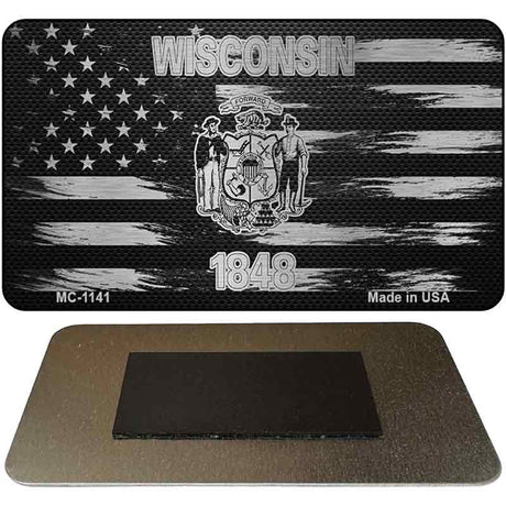 Wisconsin Carbon Fiber Brushed Aluminum Novelty Metal Magnet MC-1141