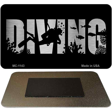 Diving Brushed Chrome Novelty Metal Magnet