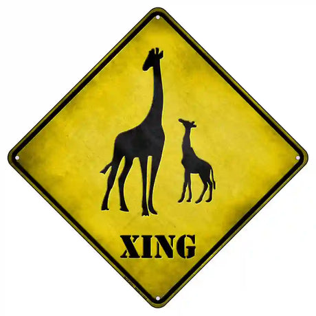 Giraffe Xing Novelty Metal Crossing Sign 8.5" (MCX)