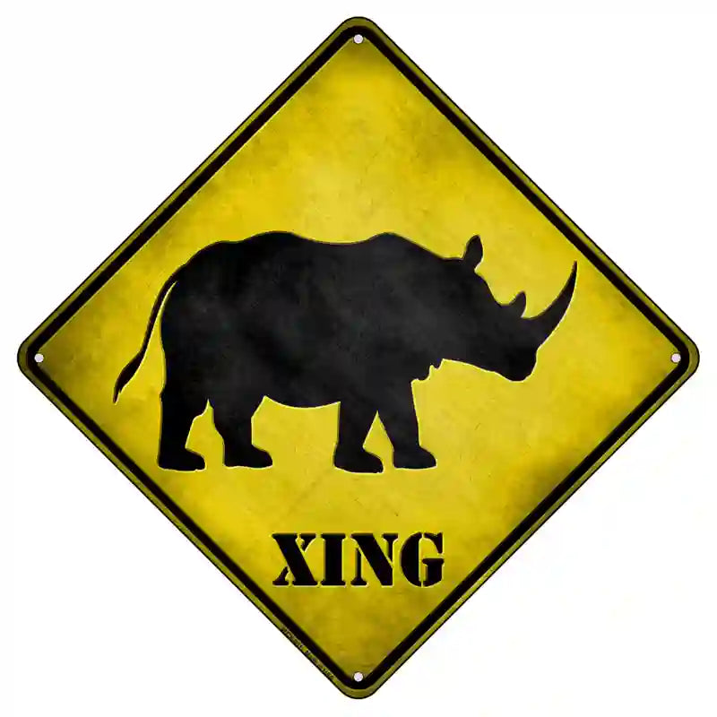 Rhino Xing Novelty Metal Crossing Sign 8.5" (MCX)