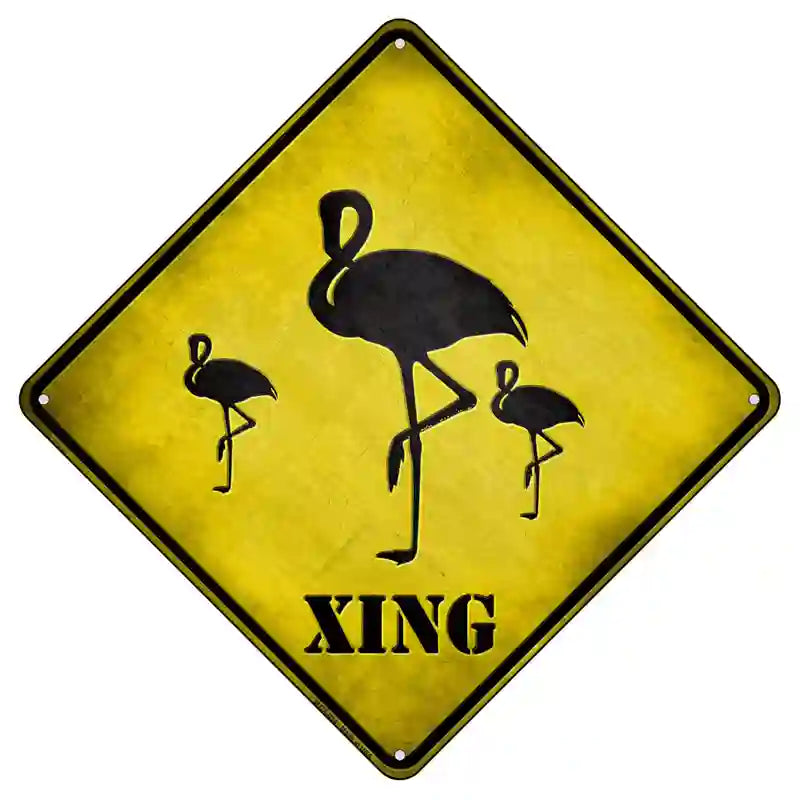 Flamingos Xing Novelty Metal Crossing Sign 8.5" (MCX)