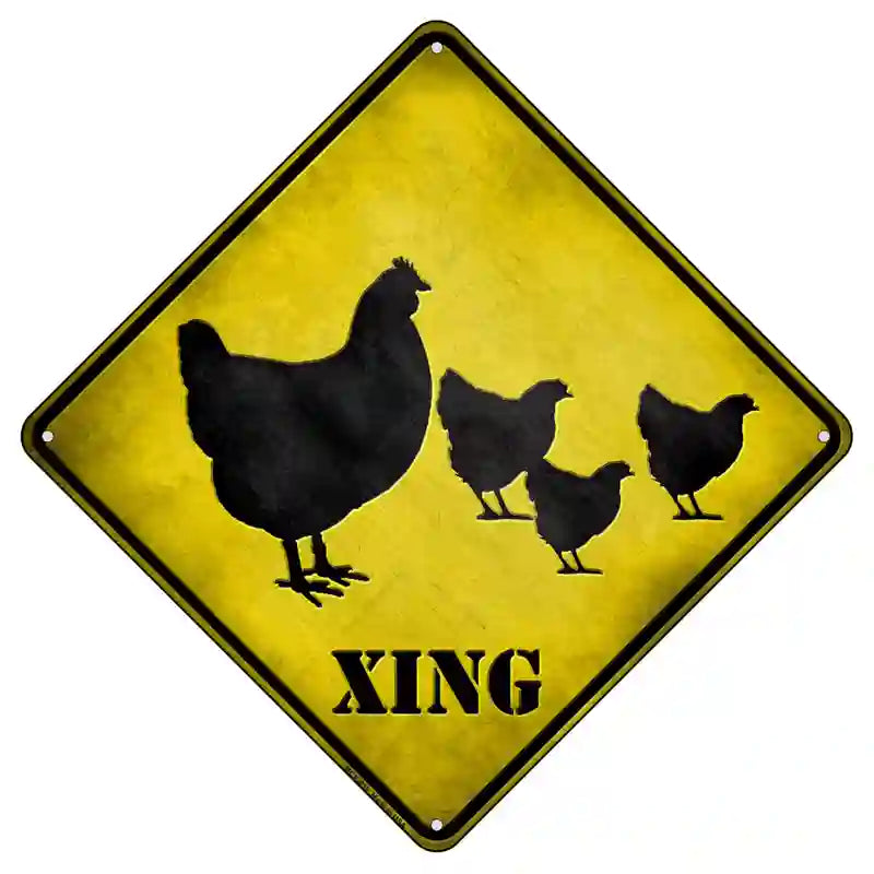 Chicken Xing Novelty Metal Crossing Sign 8.5" (MCX)