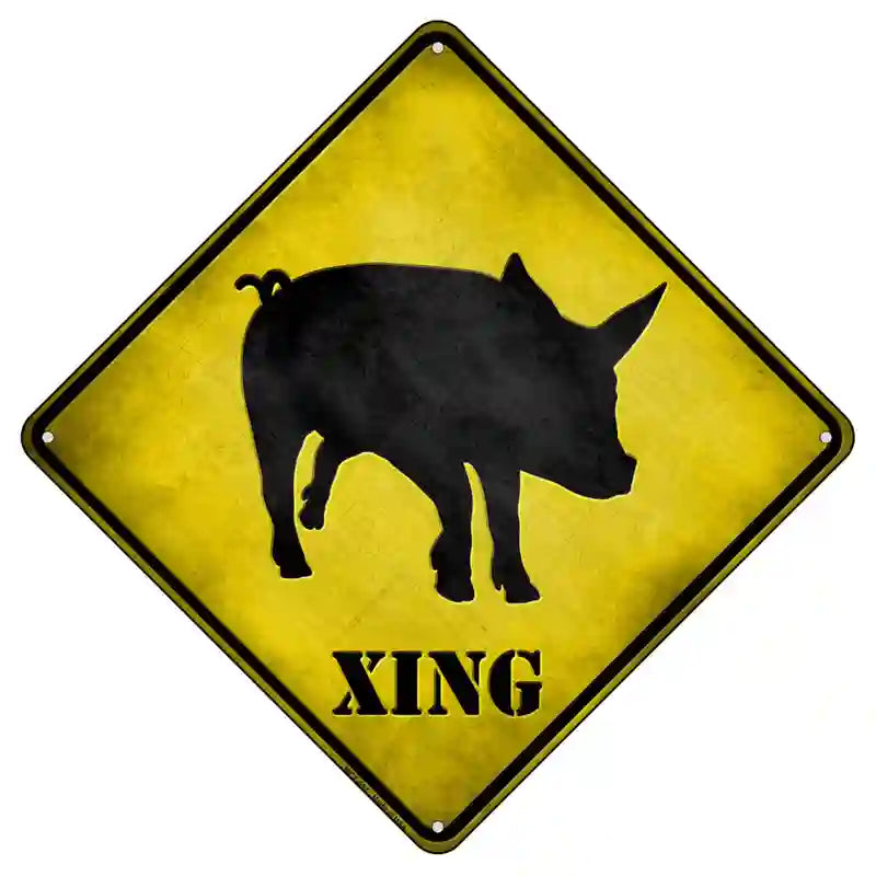 Pig Xing Novelty Metal Crossing Sign 8.5" (MCX)