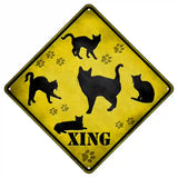 Cats Xing Novelty Metal Crossing Sign 8.5" (MCX)