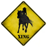 Cowgirl Xing Novelty Metal Crossing Sign 8.5" (MCX)