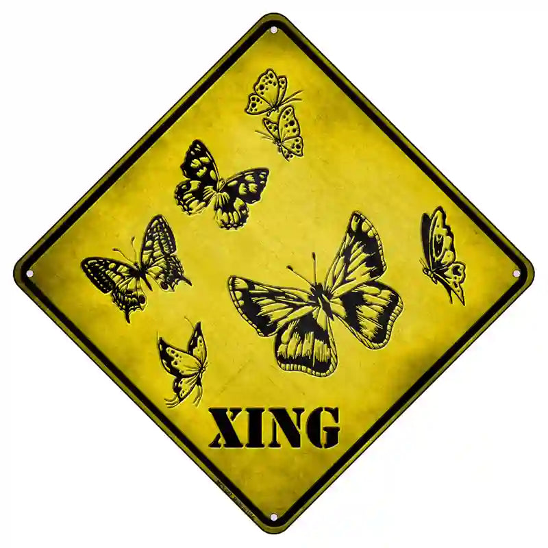 Butterflies Xing Novelty Metal Crossing Sign 8.5" (MCX)