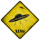 UFO Spaceship Xing Novelty Metal Crossing Sign 8.5" (MCX)