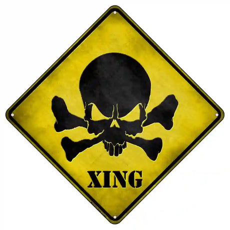 Skull Xing Novelty Metal Crossing Sign 8.5" (MCX)