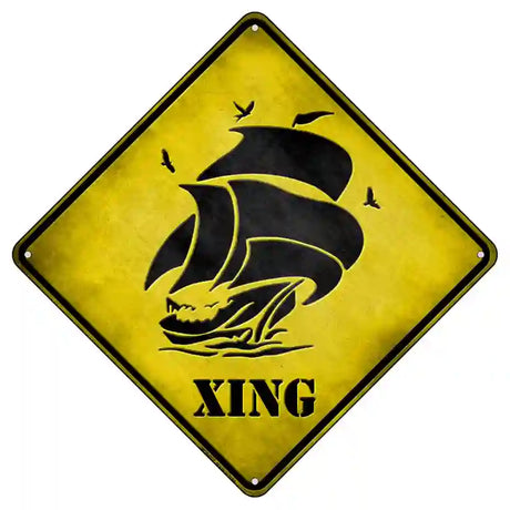 Sailboat Xing Novelty Metal Crossing Sign 8.5" (MCX)