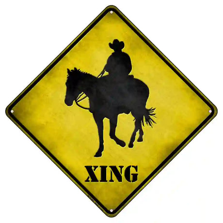 Cowboy Xing Novelty Metal Crossing Sign 8.5" (MCX)