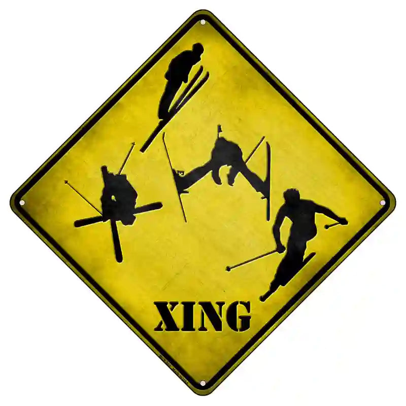 Skier Xing Novelty Metal Crossing Sign 8.5" (MCX)