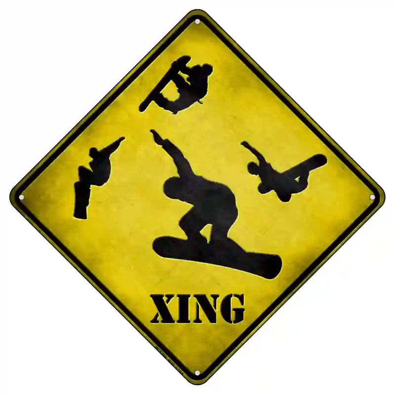 Snow Boarder Xing Novelty Metal Crossing Sign 8.5" (MCX)