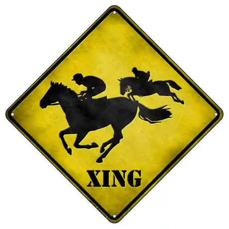 Horse Racing Xing Novelty Metal Crossing Sign 8.5" (MCX)