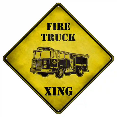 Fire Truck Xing Novelty Metal Crossing Sign 8.5" (MCX)