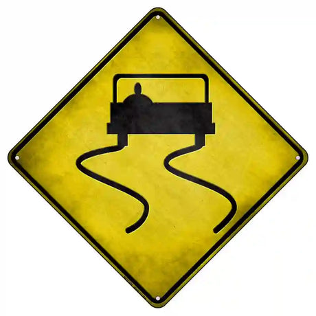 Slippery Road Novelty Metal Crossing Sign 8.5" (MCX)