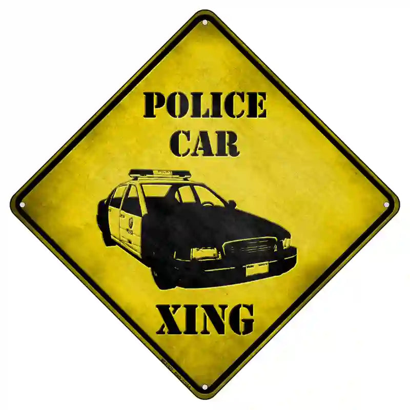 Police Car Xing Novelty Metal Crossing Sign 8.5" (MCX)