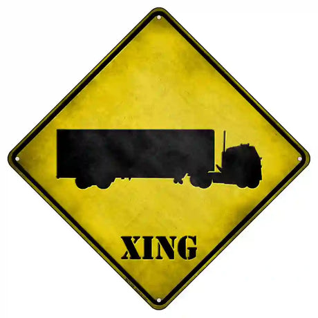 Semi Truck Xing Novelty Metal Crossing Sign 8.5" (MCX)