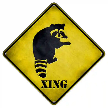 Raccoon Xing Novelty Metal Crossing Sign 8.5" (MCX)