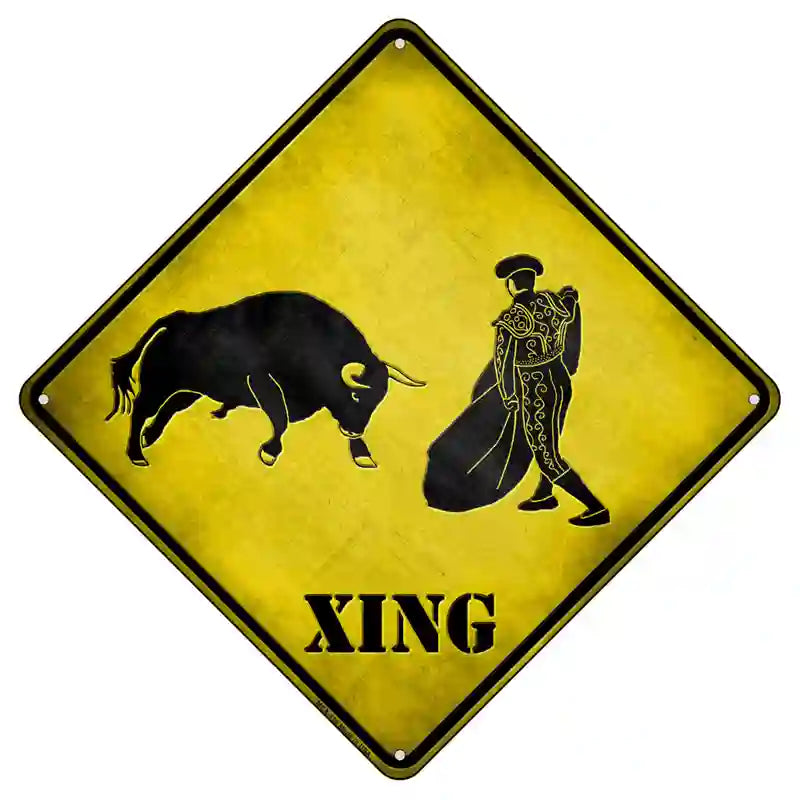 Bullfight Xing Novelty Metal Crossing Sign 8.5" (MCX)