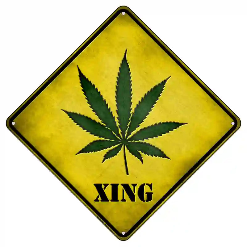 Cannabis Xing Novelty Metal Crossing Sign 8.5" (MCX)