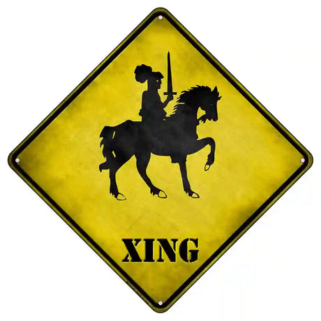 Knight on Horse Xing Novelty Metal Crossing Sign 8.5" (MCX)