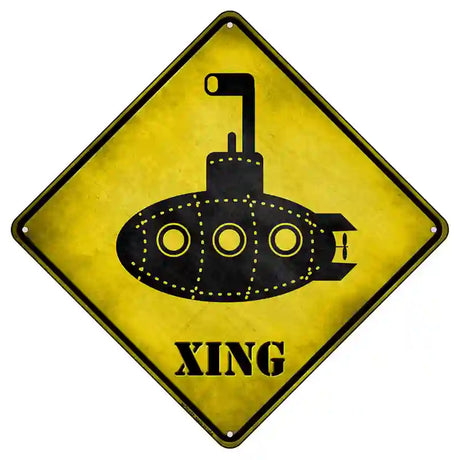 Cartoon Submarine Xing Novelty Metal Crossing Sign 8.5" (MCX)