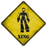 Female Robot Xing Novelty Metal Crossing Sign 8.5" (MCX)