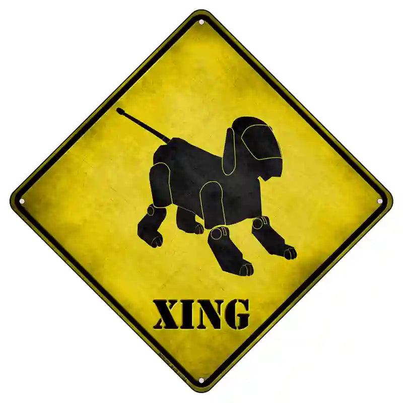 Robot Dog Xing Novelty Metal Crossing Sign 8.5" (MCX)