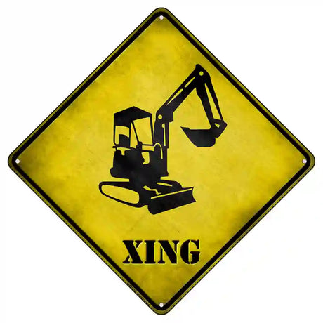 Backhoe Xing Novelty Metal Crossing Sign 8.5" (MCX)