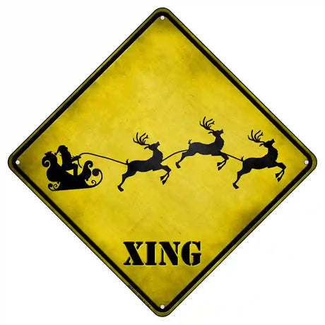 Santa Xing Novelty Metal Crossing Sign 8.5" (MCX)