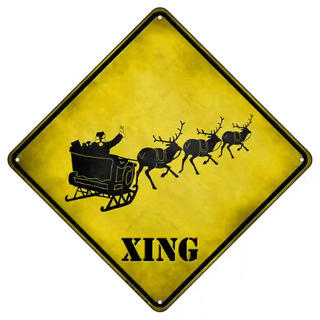 Santa Sleigh Novelty Metal Crossing Sign 8.5" (MCX)