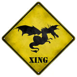 Dragon In Flight Xing Novelty Metal Crossing Sign 8.5" (MCX)